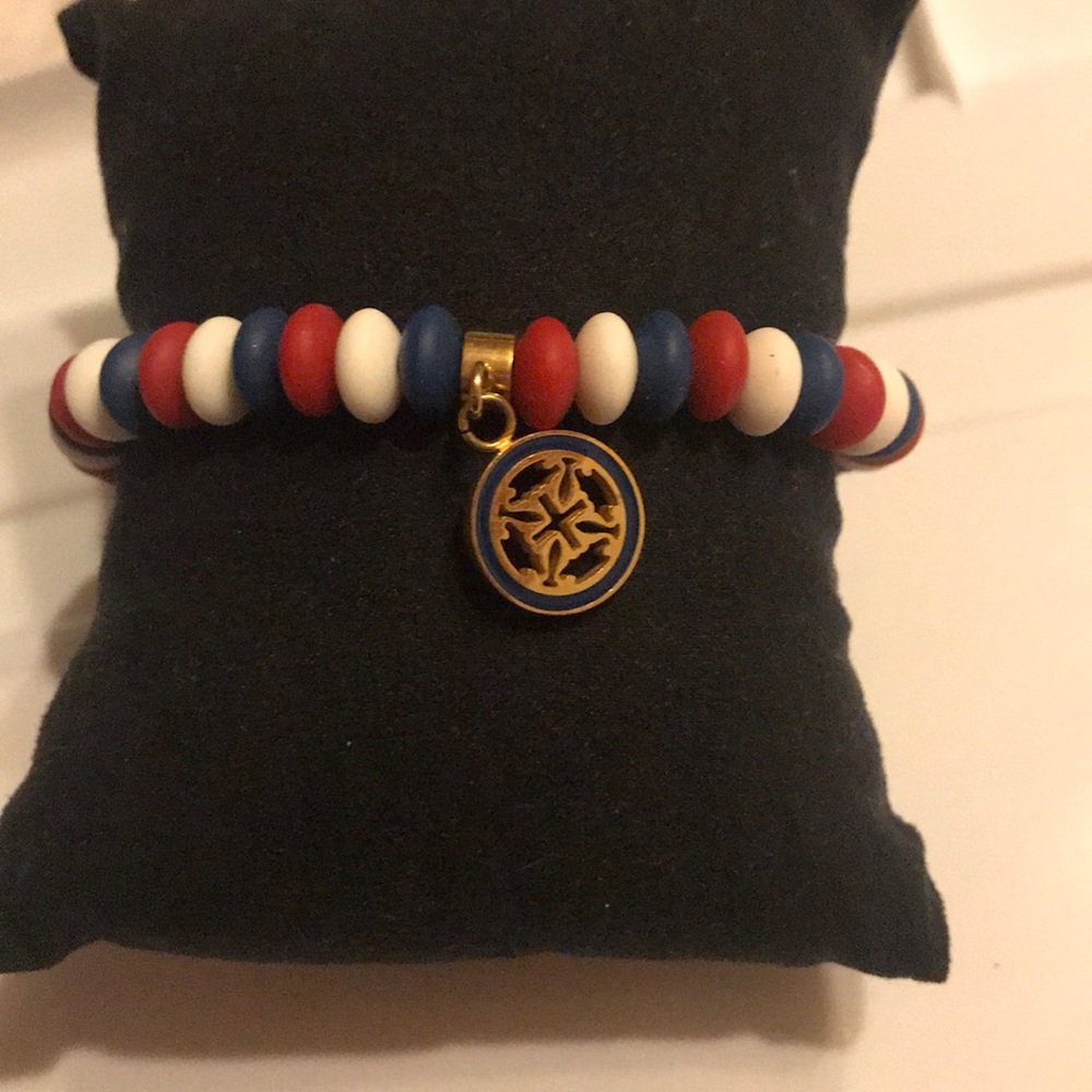 Red white and blue beaded bracelet
